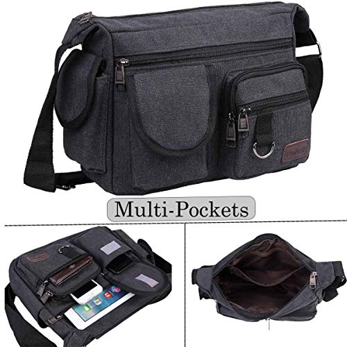 Canvas Messenger Tassen BOMKEE Schouder Crossbody Satchel Mens Vintage Casual Notebook Waterdichte Dag Tas voor Reizen… - Afbeelding 6
