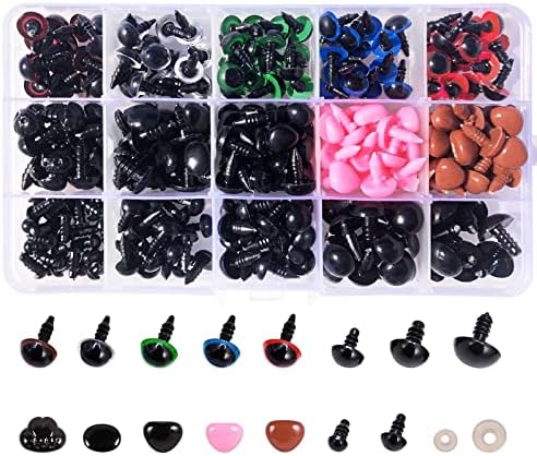 [560PCS] Ecavria Safety Eyes for Amigurumi, Premium Plastic Eyes and Noses with Washers, Colorful Craft Doll Eyes in Various Sizes, Safety Eyes for Crochet Toys, Stuffed Animals and Teddy Bear