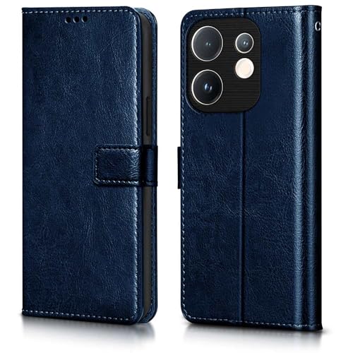 Image of WOW IMAGINE Shock Proof Flip Cover Back Case Cover for Vivo V60 5G | V60e 5G | Vivo T4 Pro 5G (Flexible | Leather Finish | Card Pockets Wallet & Stand | Blue)