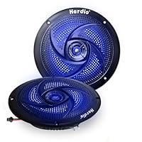 Herdio 6.5 Zoll Outdoor Lautsprecher, Aussenlautsprecher Wasserfest, 80W- Marine Lautsprecher mit LED Lichtern- für Sommerfahrten mit Offroader, Boot, UTV, ATV, RV Auto & Golf Cart, Schwarz
