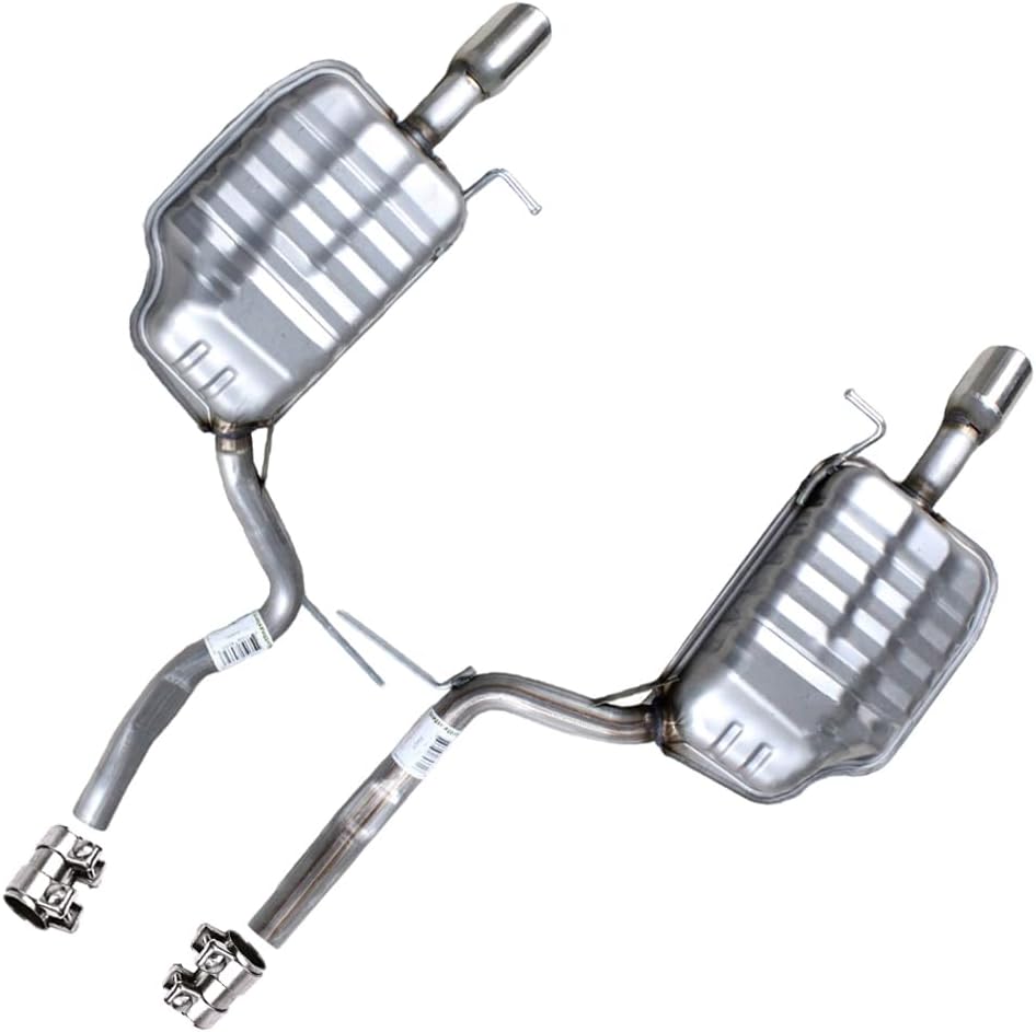 Northeastern Exhaust Stainless Steel Pair of Rear Mufflers Compatible for 2005-2009 Audi A4 Quattro 2.0L, Includes Sleeves