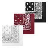MissShorthair Novelty Paisley Large Bandanas 3 Pack 100% Cotton Cowboy Bandana for Men