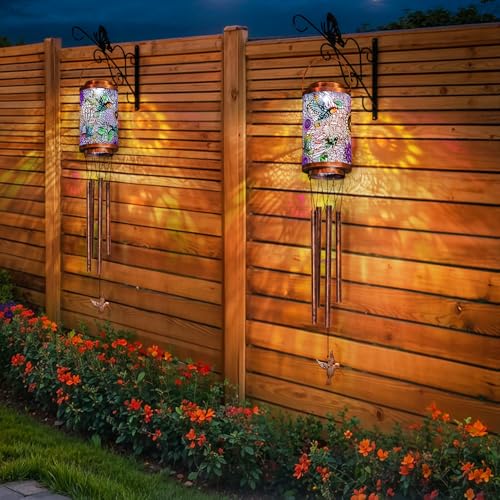 Hummingbird Solar Wind Chimes for Outside, Garden Gifts for Women,Solar Lantern Outdoor Waterproof Lights for Balcony, Porch, Backyard, Birthday Gifts for Mom Grandma Wife (1Pack) by Go2garden - Image 6