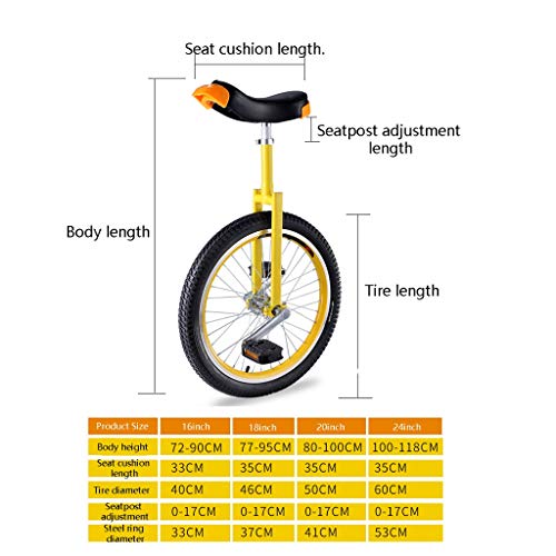 20\" Wheel Unicycle Widened and Thickened Tires Tire Wheel Cycling Outdoor Sports Fitness Exercise, Single Wheel Balance Bicycle, for Outdoor Sports Travel (Color : Pink)