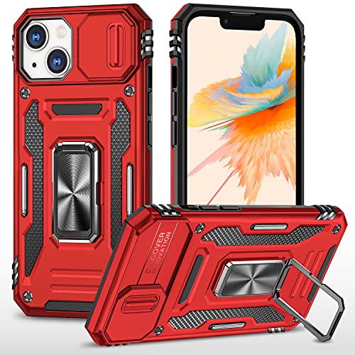 SEFING Case for iPhone 14 with Slide Camera Cover,Red