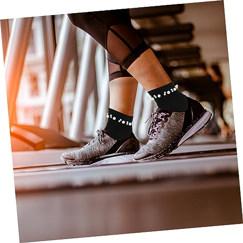 2pairs Women Pearl Decor Casual Socks Short Tube Socks in Comfortable Blend Moisture-absorbing Breathable Design Everyday Wear3