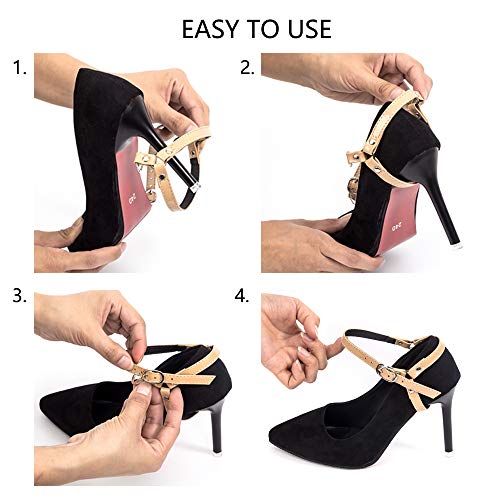 Florawang Detachable Shoe Strap Belt Band For Holding Loose High Heels Pumps (Suede Apricot) #TOP4