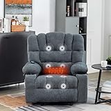 Oversized Power Lift Rocker Recliner Chair with Massage Heat for Elderly Adults, Ergonomic Rocking Lounge Sofa Chair for Living Room Comfy Overstuffed Recliner with Side Pockets, Cup Holders (Grey)