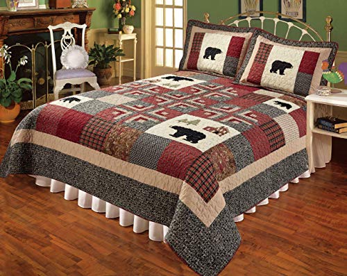 Elegant Decor Cabin Fever Quilt Choose from Twin,Queen,King,Super King,& Sham (Queen Quilt 90W x 90L)