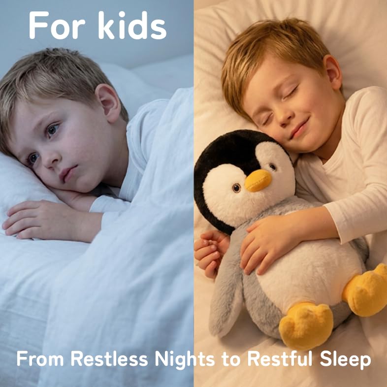 Image of Niuniu Daddy Weighted Stuffed Animals, 14 in 3.5 lbs, Penguin Sensory Plush | Heavy sensory lap pad, lying body pillow for sleeping, machine wash, huggable gift for kids and adults