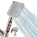 Filtered Shower Head - 6 Modes High Pressure Handheld Shower Head with Filter Mineral Beads, Detachable Handheld Showerhead Set with Stainless Steel Hose and Shower Arm Bracket (Brushed Nickel)