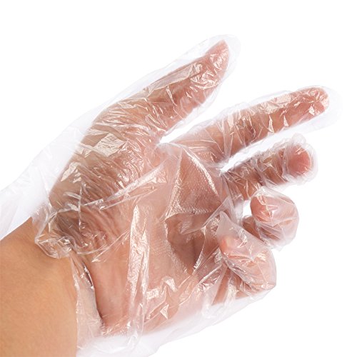 ONEVER Gants jetables 50pcs ¨¦cologiques Gants en plastique PE manipulation des aliments pour la maison BBQ Kitchen Restaurant de cuisine