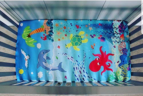 Crib Sheet Set Premium 4 Pack Colorful, Soft Breathable Cotton & Tencel,, Fade Resistant, Fitted Standard Baby/Toddler Mattress Sheets, Gift Set For Baby Boys/Girls #TOP1