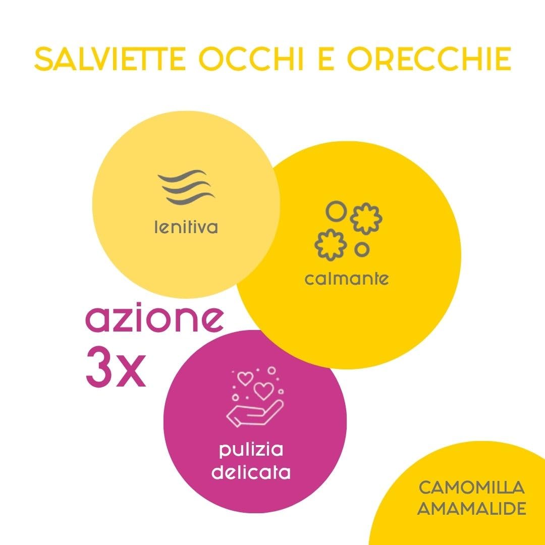 Inodorina Salviette Refresh per Occhi e Orecchie di Cani e Gatti (24 Confezioni da 15 Pezzi, Camomilla) – Salviettine per Animali ad Azione emolliente e antiodore – Rispettano Il PH Naturale