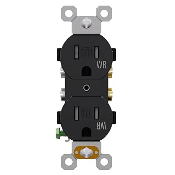 AIDA 15A Weather Resistant Tamper Resistant Duplex Outlet, NEMA 5-15R Residential Receptacle for Outdoor & Indoor Use, Self-Grounding, UL Listed, Black, 1 Pack