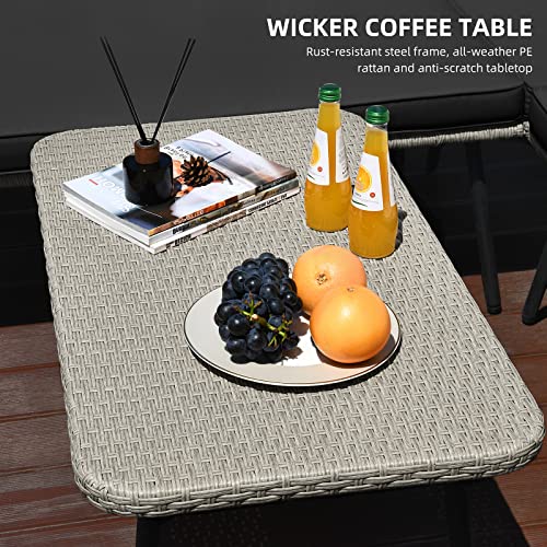 Yitahome 4 Pieces Patio Furniture Set, Outdoor Rope Woven Conversation Sectional L-Shaped Sofa With 5 Seater For Backyard, Porch, Boho Detachable Lounger With Thickness Cushions And Side Table - Black #TOP3