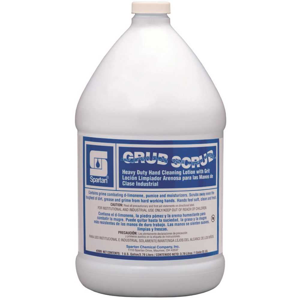 Grub Scrub Heavy Duty Hand Cleaning Lotion with Grit, Flat Top, 1 Gallon Bottle, 4 Bottles Per Case