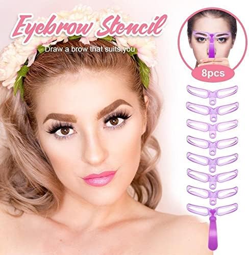 Eyebrows Grooming Stencil Kit-Reusable Styling Tool with 8pcs Eyebrow Stencils,1pcs Eyebrow Pencil and 1pcs Eyebrow Razor (Black 1)