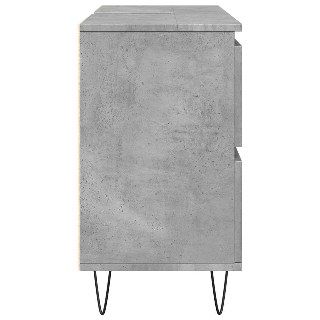 Armario de baño gris hormigón 80x33x60cm madera ingeniería 4 cajones