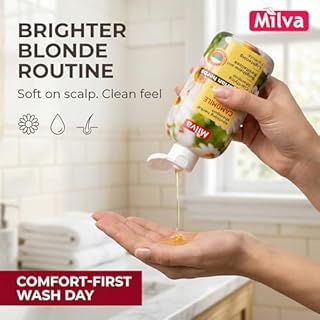Milva Shampoo Schiarente alla Camomilla, 200 ml – per Capelli Biondi, Chiari e Opachi – Dona Luminosità e Brillantezza – con Estratto di Mela e Magnesio – Lenisce il Cuoio Capelluto Sensibile