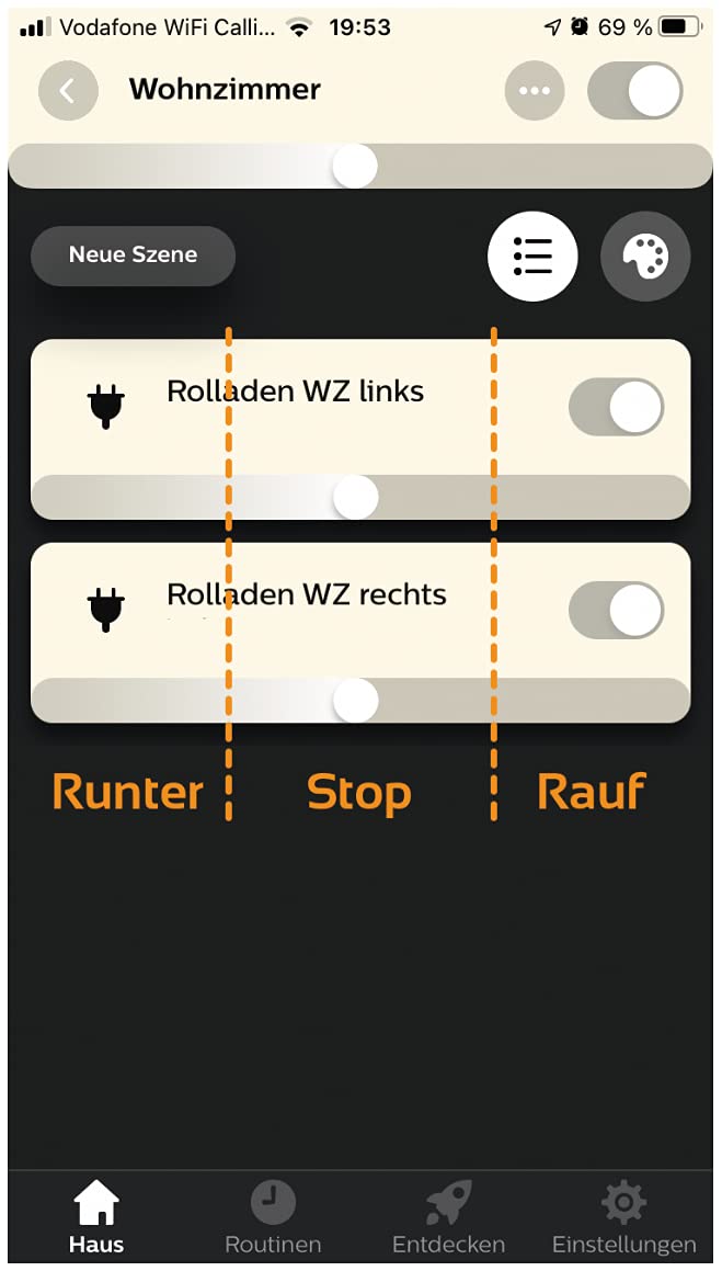 Rolladen/Jalousie und Leinwand-Aktor Mini, 2 Kanäle auf/ab, max. 2A, steuerbar mit Zigbee Lichtbefehlen (dimmen), Montage in einer tiefen Schalterdose | Zigbee kompatibel