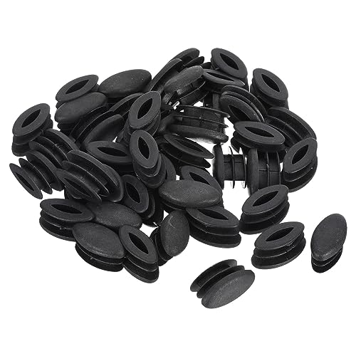 QUARKZMAN 15mmx30mm Ovale Forma Plastica Tappi x 50pz Plastica Estremità Cappucci Inserto per Metallo Tubi, Recinzione, Inserto Scorrevole, Tubo Palo, Sedie e Mobili, [Nero]