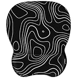 EooCoo Alfombrilla Ratón Ergonómico con Reposamuñecas, Gaming Mousepad, Tejido de Licra, Duradero Mouse Pad, Base no Deslizante, Alfombrilla de Ratón para PC, Oficina y Hogar, Mapa Topográfico, Negro