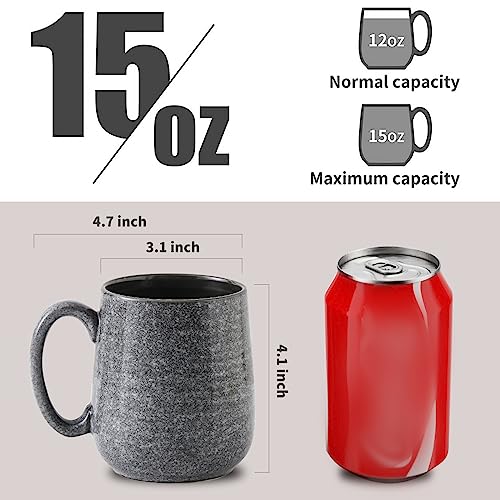 Hasense Ceramic Coffee Mugs Set of 6, Large Coffee Cups 12 oz, Latte Mug with Large Handle for Coffee, Tea, Milk and Hot Cocoa, Easy Hold & Clean, Dishwasher & Microwave Safe, Grey - Thumbnail 3