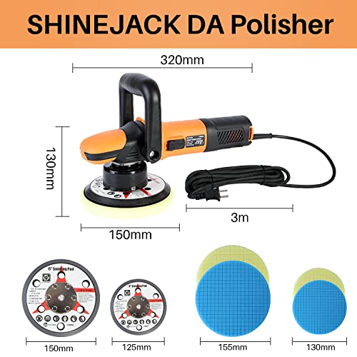 Shinejack Car Buffer Polisher, 750W Dual Action Polisher For Car Detailing, 9Mm Long-Throw Orbital Polisher With 6-Speed Adjustable (2500-6500R) #TOP3