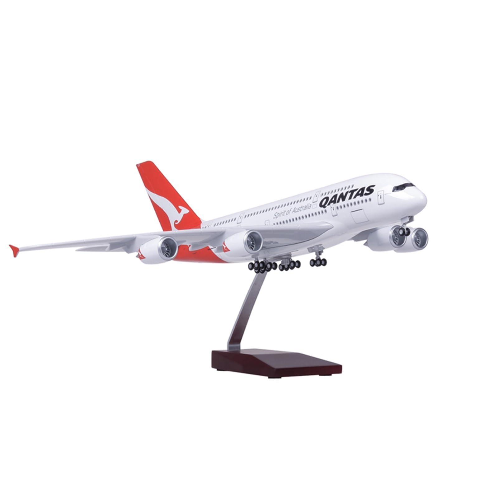 Repliki modeli samolotów 1/160 model odlewu kolekcjonerski samolot 45 cm dla Qantas dla Airbusa A380 replika samolotu pasażerskiego miniaturowy model samolotu (ze światłem)