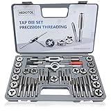 HIDOTOL 40-Piece Tap and Die Set - SAE Inch Sizes| DIY Tapered and Hand Tool Set for Mechanics with...