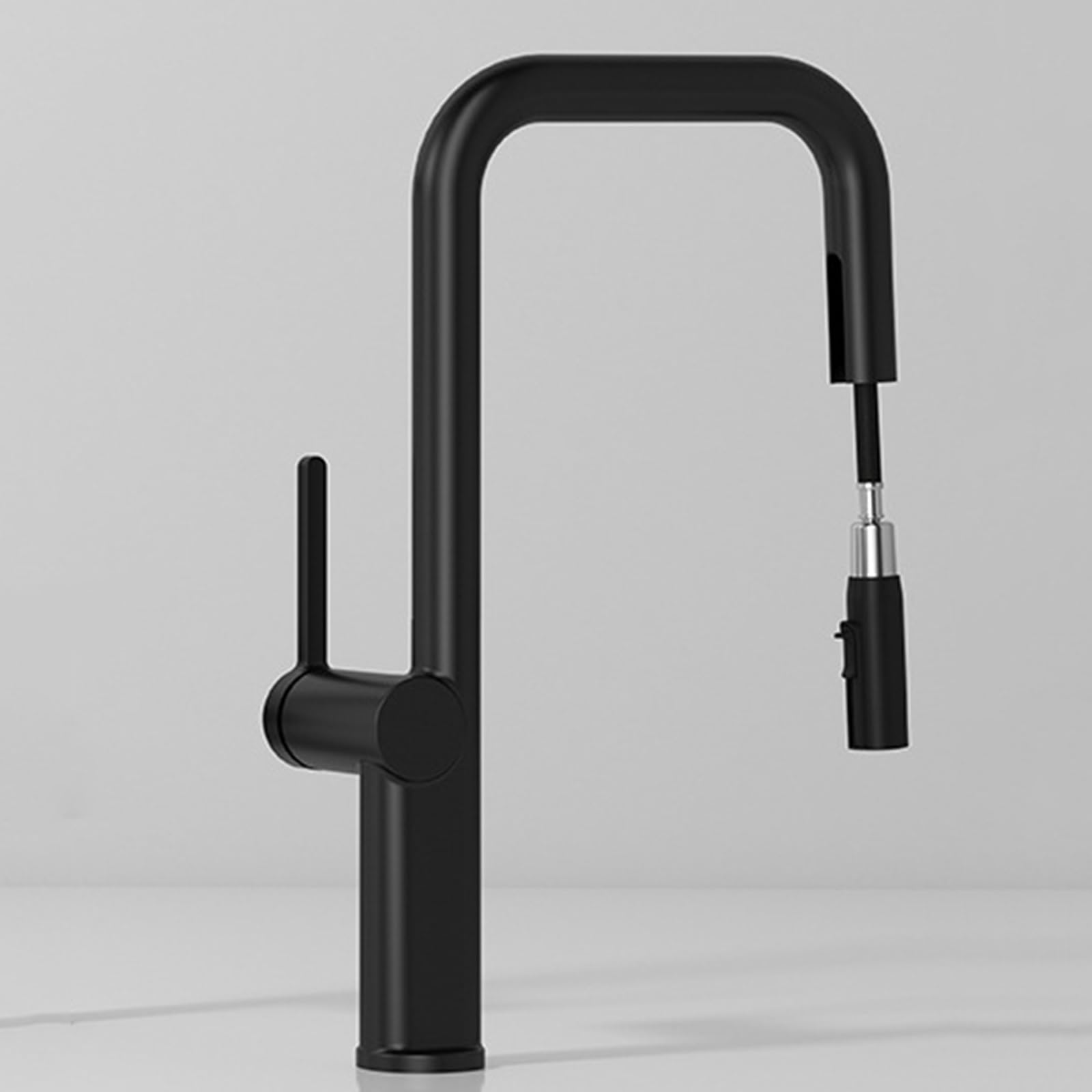 ZYCHSJXA Kitchen Bath Taps Sink Mixer Pull Out Spray Tap Single Faucet - Black Lever with Swivel Spout Monobloc