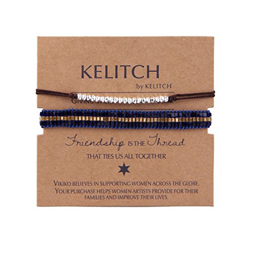 Preisvergleich Produktbild KELITCH Armbänder Damen Herren 2 Stück Kristall Rocailles Perlen Zart Schnur Freundschaftsarmbänder Armband - #09