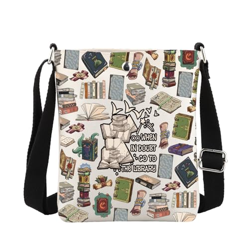 MBMSO Book Lover Gifts for Bibliophiles When in Doubt Go to the Library Purse Funny Bookaholic Gifts Librarian Crossbody Bag