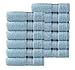 Cotton Craft - 12 Pack - Ultra Soft Extra Large Wash Cloths 12x12 Light Blue - 100% Pure Ringspun Cotton - Luxurious Rayon trim - Ideal for Daily Use - Each Towel Weighs 2 Ounces