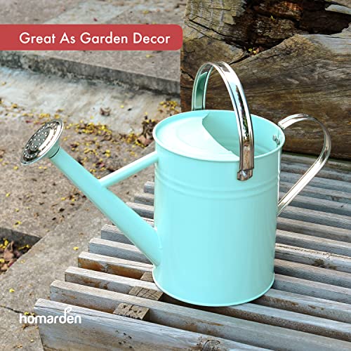 Homarden 1 Gallon Teal Watering Can - Metal Watering Can with Removable Spout, Perfect Plant Watering Can for Indoor and Outdoor Plants (House Plants) - Ideal Christmas Gift & Decoration