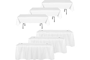 Oudain White Table Skirts and Stain Proof Table Cloths