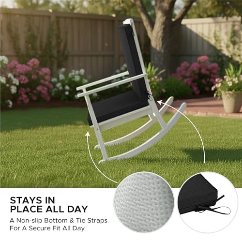 Image of Outdoor Chair Cushions 20x20, Water-Resistant & Fade-Resistant, Patio Furniture Lawn Dining Chair Seat Replacement with High Back, Ties Zipper, Removable Cover, Set of 6, Black