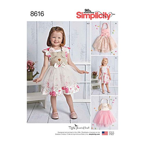 Simplicity US8616AS Toddler's Animal Themed Dress Sewing Patterns by Ruby Jean's Closet, Sizes 1/2-4