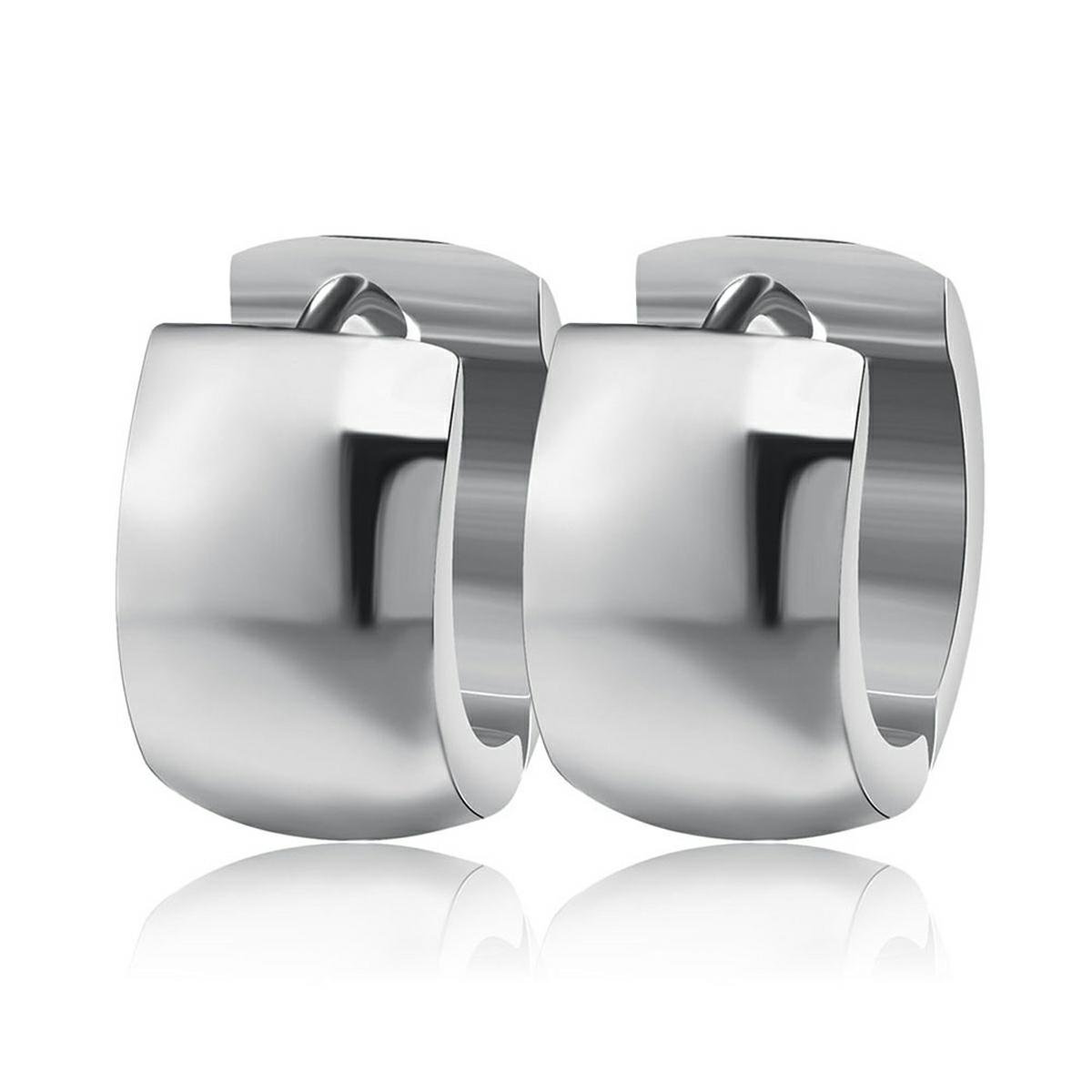 Aretes de aro pequeños de acero inoxidable de moda únicos para hombres y mujeres, Oro rosa Acero inoxidable Plata, 3
