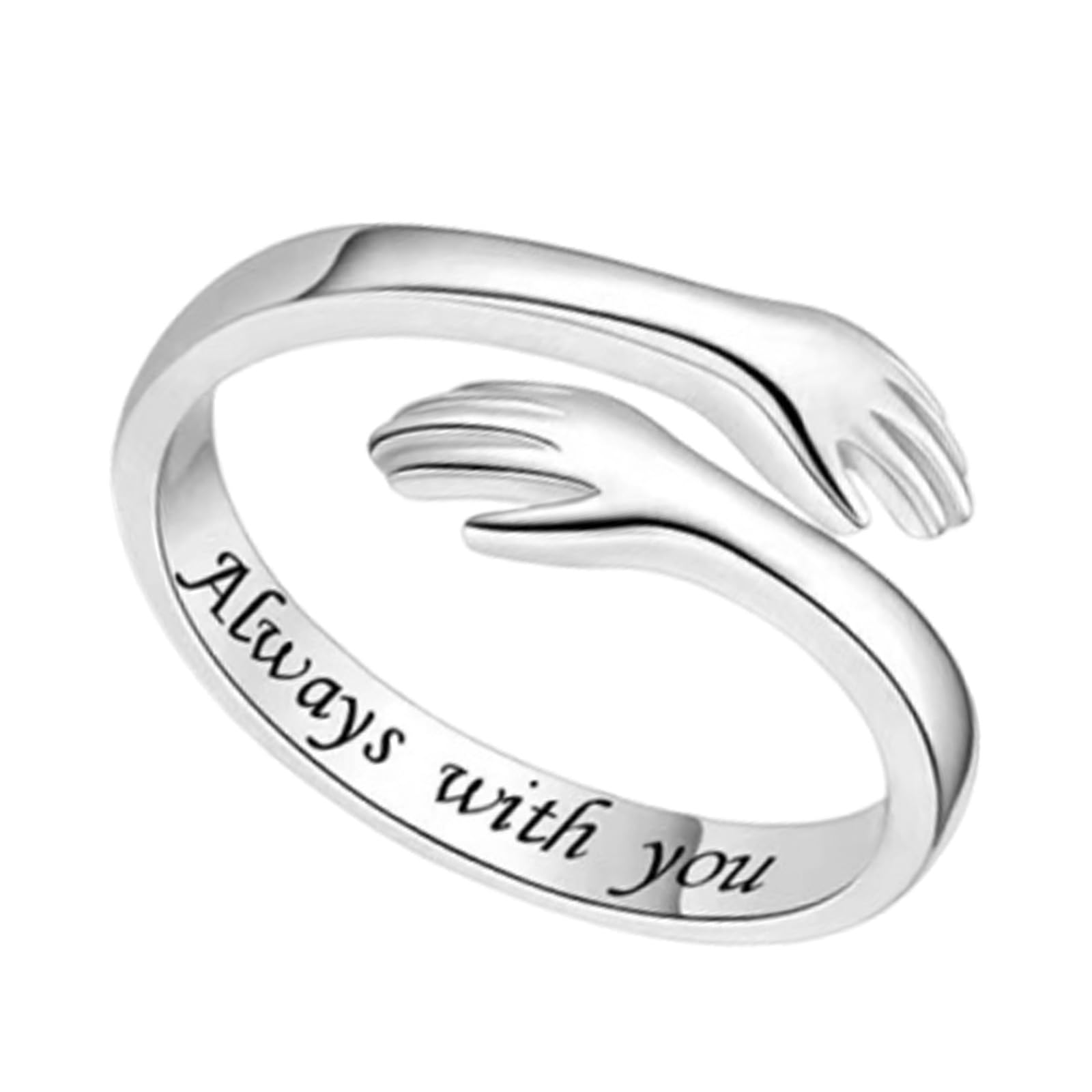 Granddaughter Daughter Hug Ring for Hope Rings, Stainless Steel Hug Rings for Women With Always With You Message, Adjustable Non Tarnish Jewelry Birthday Gift Card