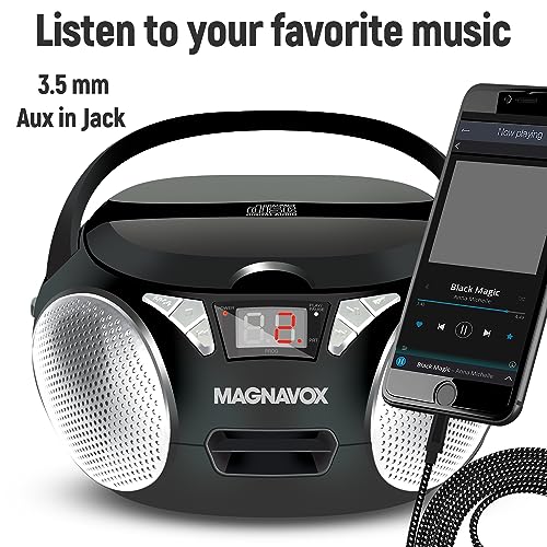 Magnavox MD6924 Portable Top Loading Cd Boombox With Am/Fm Stereo Radio In Black | Cd-R/Cd-Rw Compatible | Led Display | Aux Port Supported | Programmable Cd Player thumb #4