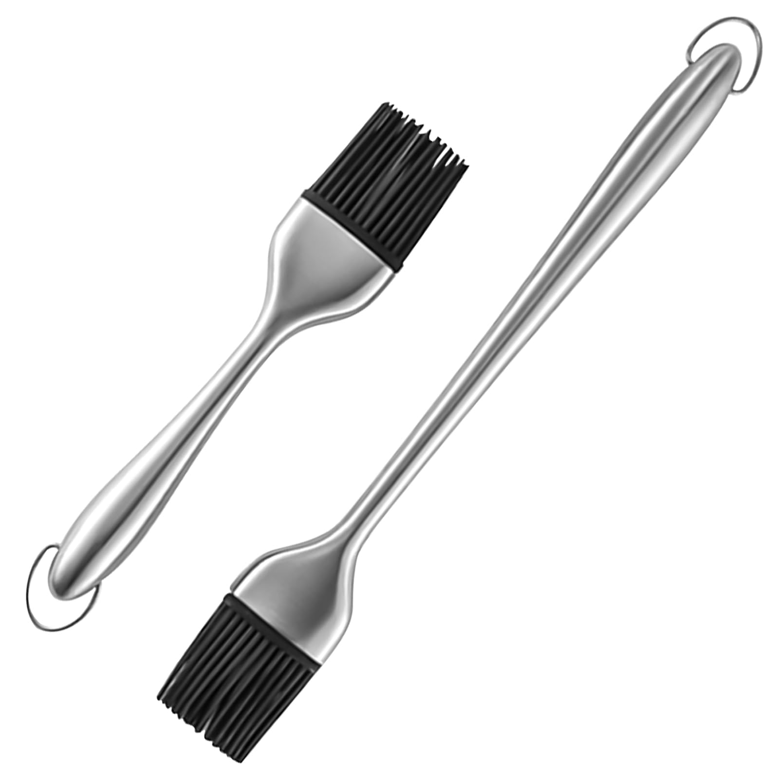 Stainless steel hollow handle silicone grill brush, can be used for grilling, baking, cooking, pickling, pastries. Heat-resistant kitchen silicone brush.?2pcs?