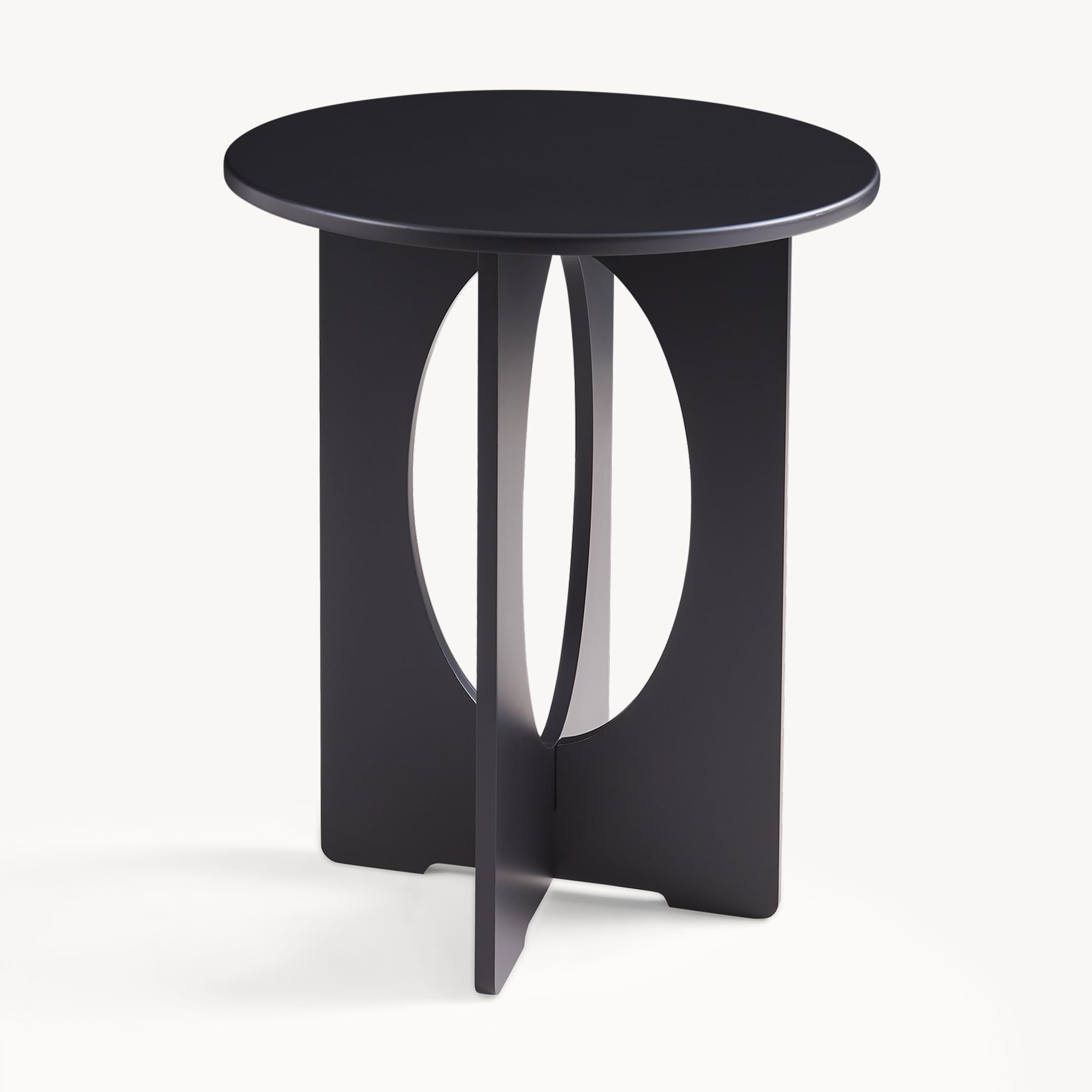 [en.casa] Tavolino Laterale con Piano Rotondo Tavolo Basso da Divano Poltrona con Struttura Geometrica per Soggiorno Camera da Letto Ingresso 49 x Ø40 cm - Nero