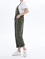 Vista 4 de Flygo Monos casuales de algodón para mujer, con correa ajustable, overoles holgados