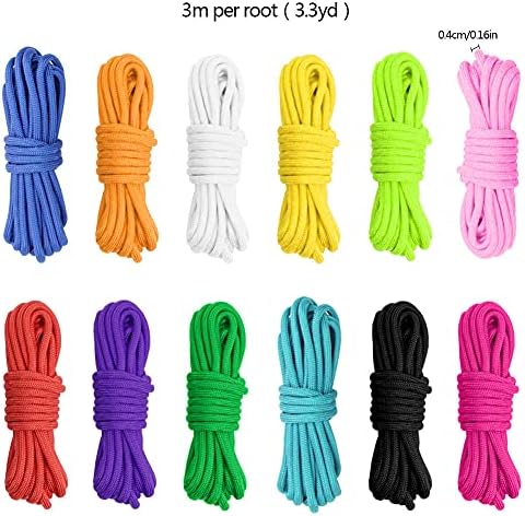 550 Paracord Kit, 12 Colors 10 Feet Paracord Cord 550 Paracord Rope with Buckles, Carabiner and Key Rings, Paracord Straps Paracord Bracelet Rope Crafting Making Kit for Lanyards Keychain Dog Colla
