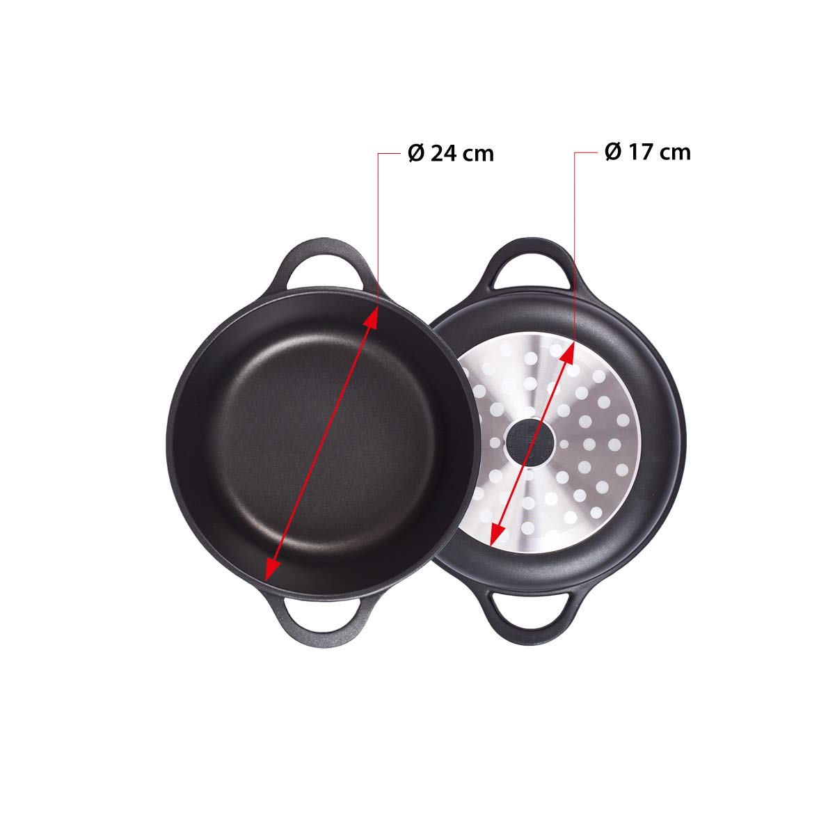 Valira 24 cm Black Tall Induction Compatible Casserole Dish with Lid, ø 24cm