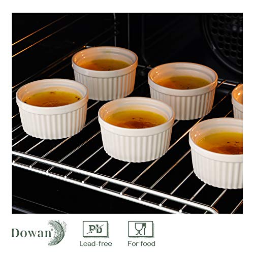 Dowan 4 Oz Ramekins - Ramekins For Creme Brulee Porcelain Ramekins Oven Safe, Classic Style Ramekins For Baking Souffle Ramekins Bowls, Set Of 6, White #TOP3