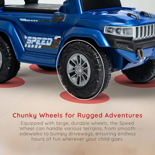 Image of Baybee Speedy Baby Ride on Car for Kids | Push Rideons Toys Car with Music & LED Light | Portable Ride on Jeep with Backrest & Storage Basket | Kids Car to Drive 1-3 Years Boys Girls (Blue)