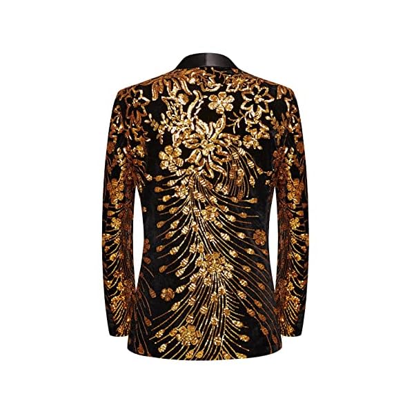 Pyiujtr Men's Sequins Velvet Shawl Lapels Stage Party Prom Wedding Dinner Suit Jacket Blazer